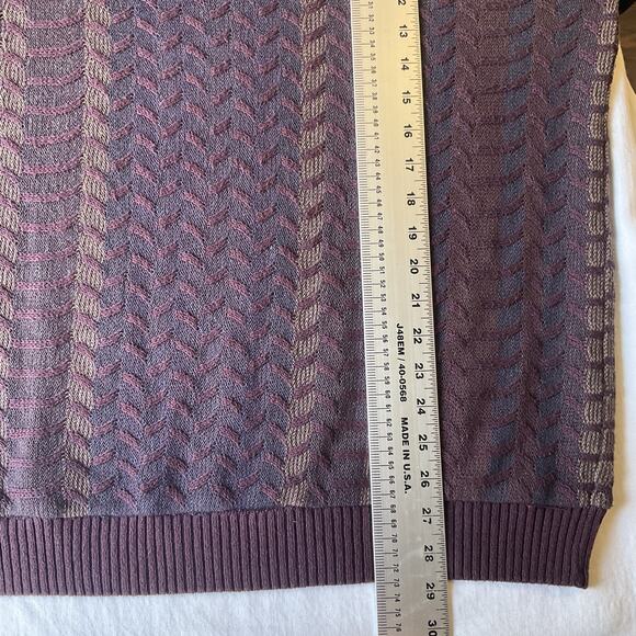 Segreto Men Sweatshirt size L Burgundy Geometric Long Sleeve Pullover - Picture 6 of 10